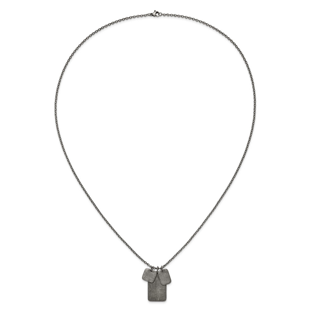 Men's Antiqued Dog Tag Stainless Steel Cable Chain Pendant Necklace 2.5mm