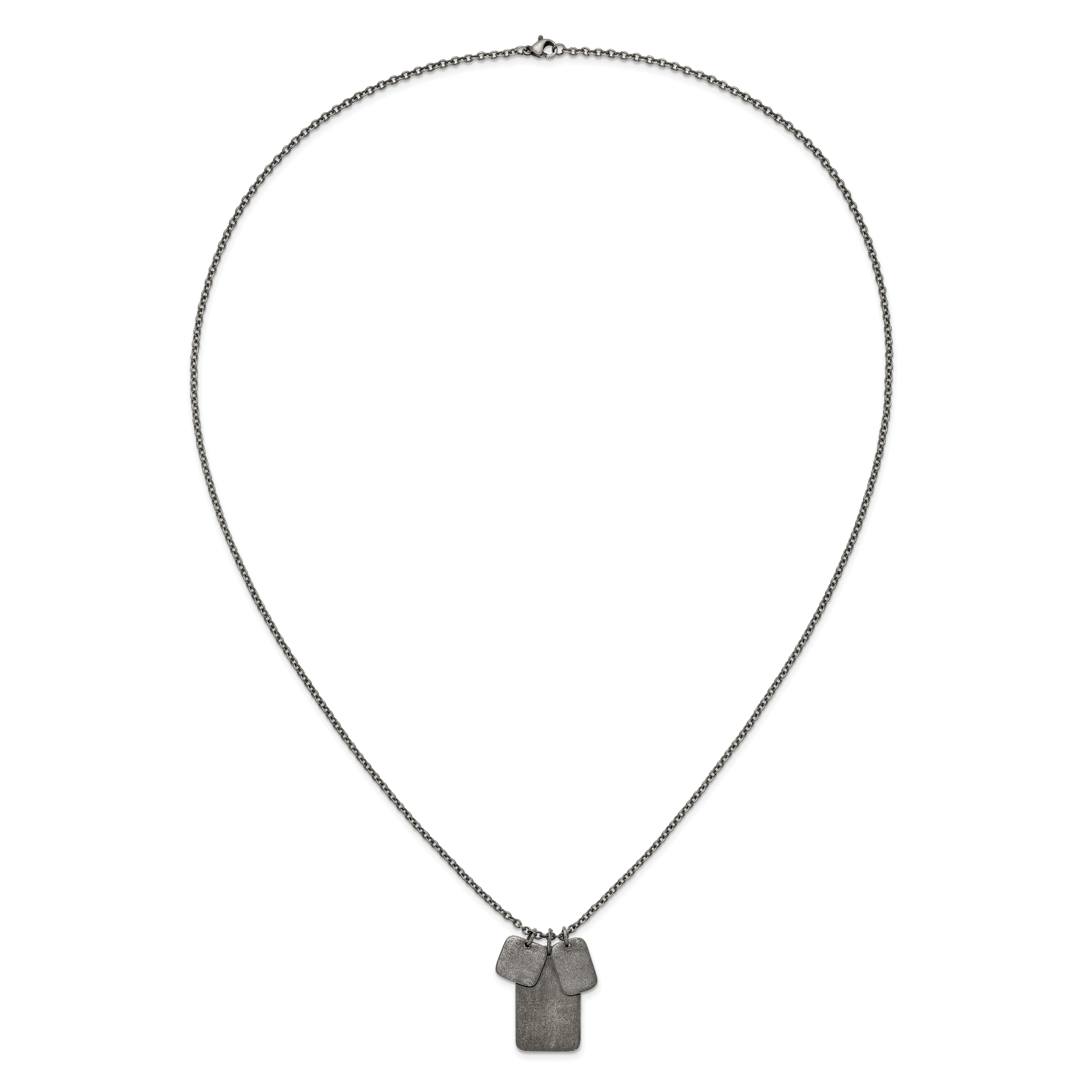 Men's Antiqued Dog Tag Stainless Steel Cable Chain Pendant Necklace 2.5mm