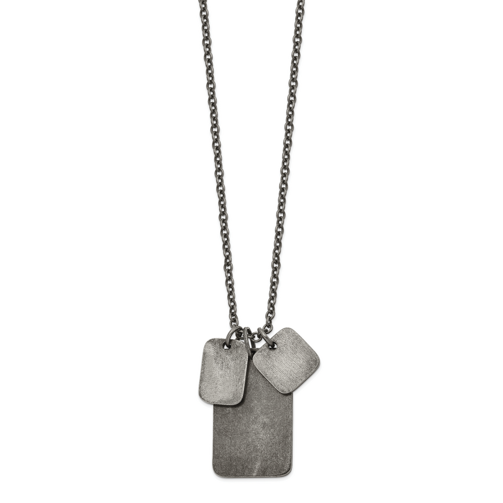 Men's Antiqued Dog Tag Stainless Steel Cable Chain Pendant Necklace 2.5mm