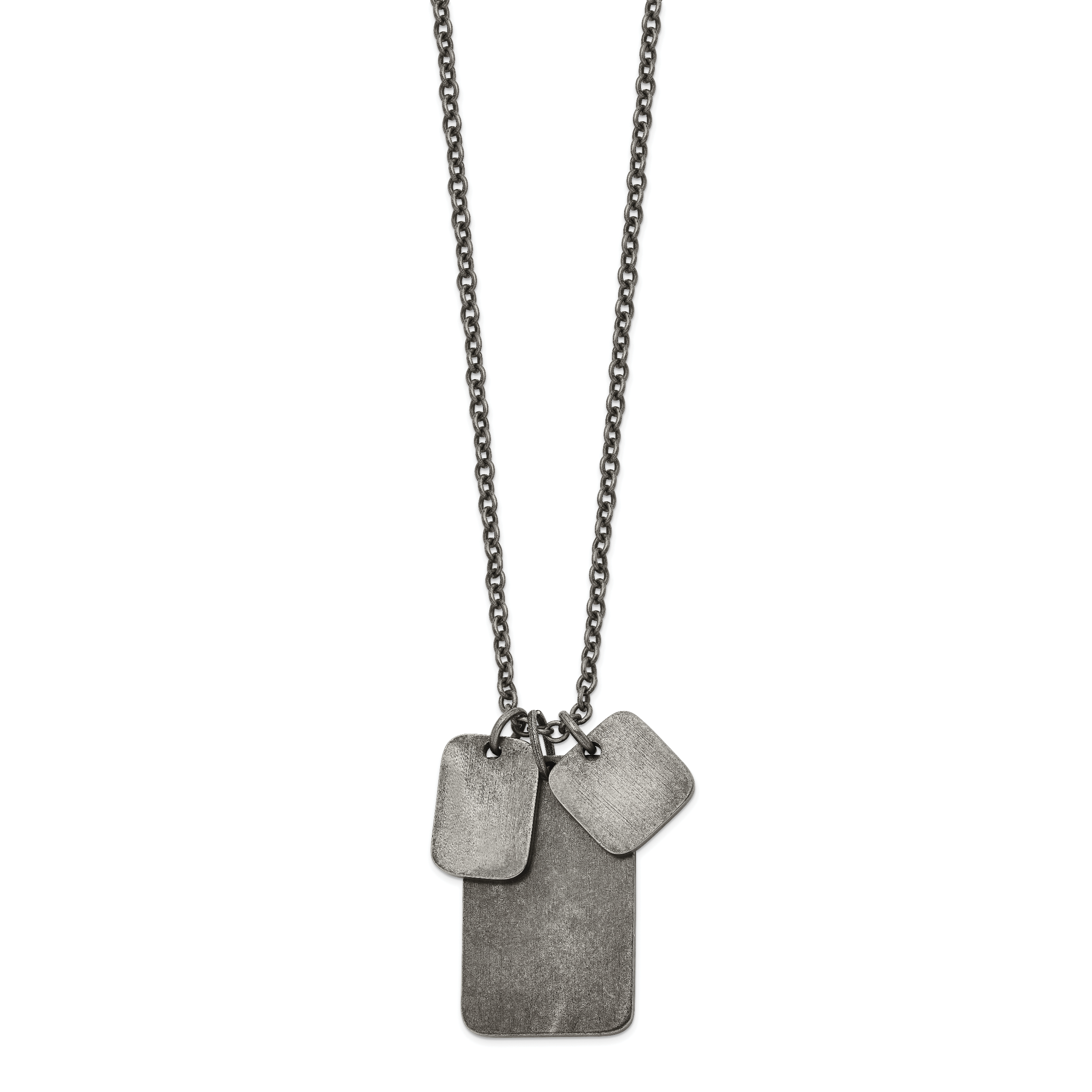 Men's Antiqued Dog Tag Stainless Steel Cable Chain Pendant Necklace 2.5mm