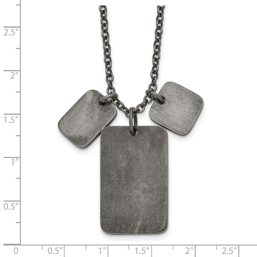 Men's Antiqued Dog Tag Stainless Steel Cable Chain Pendant Necklace 2.5mm