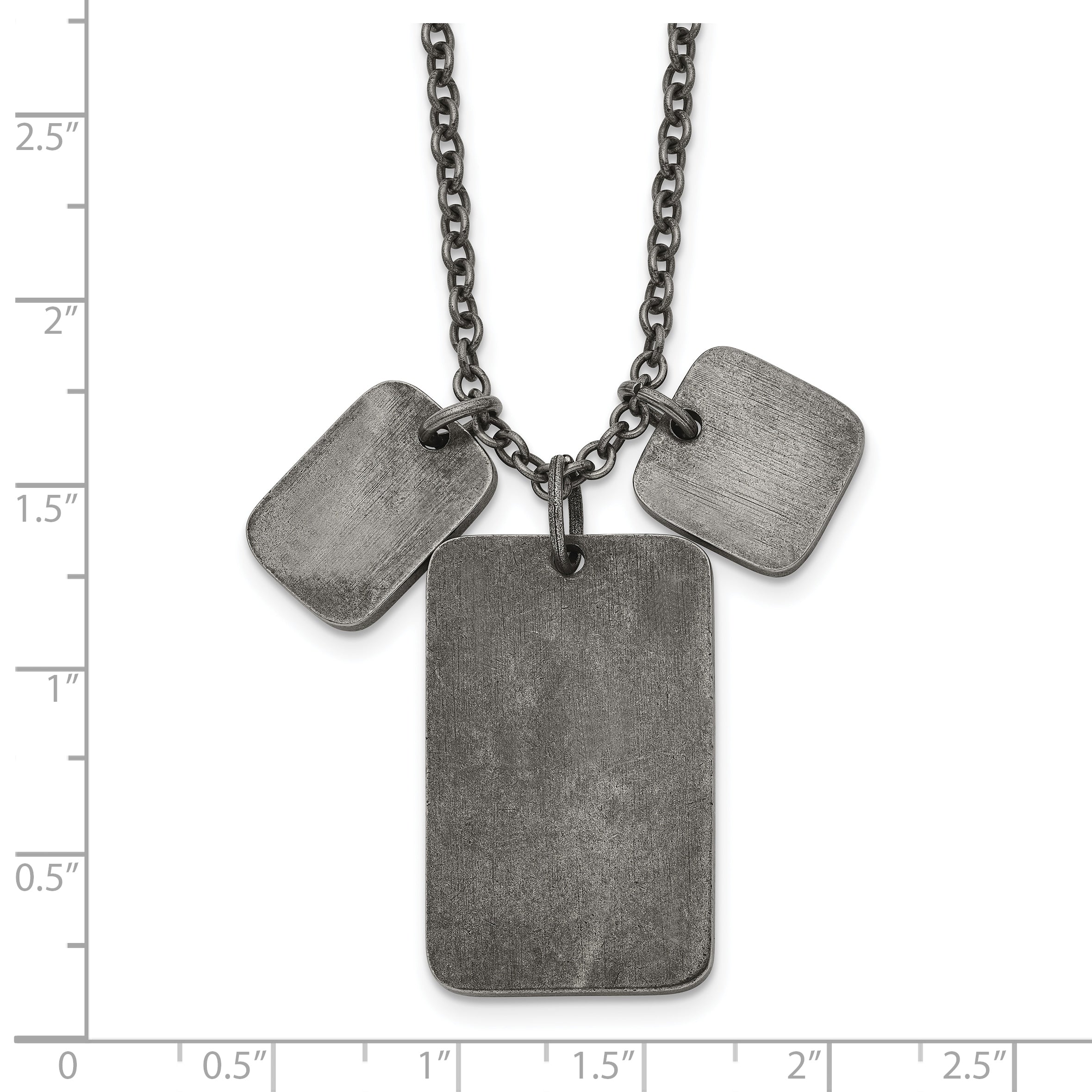 Men's Antiqued Dog Tag Stainless Steel Cable Chain Pendant Necklace 2.5mm