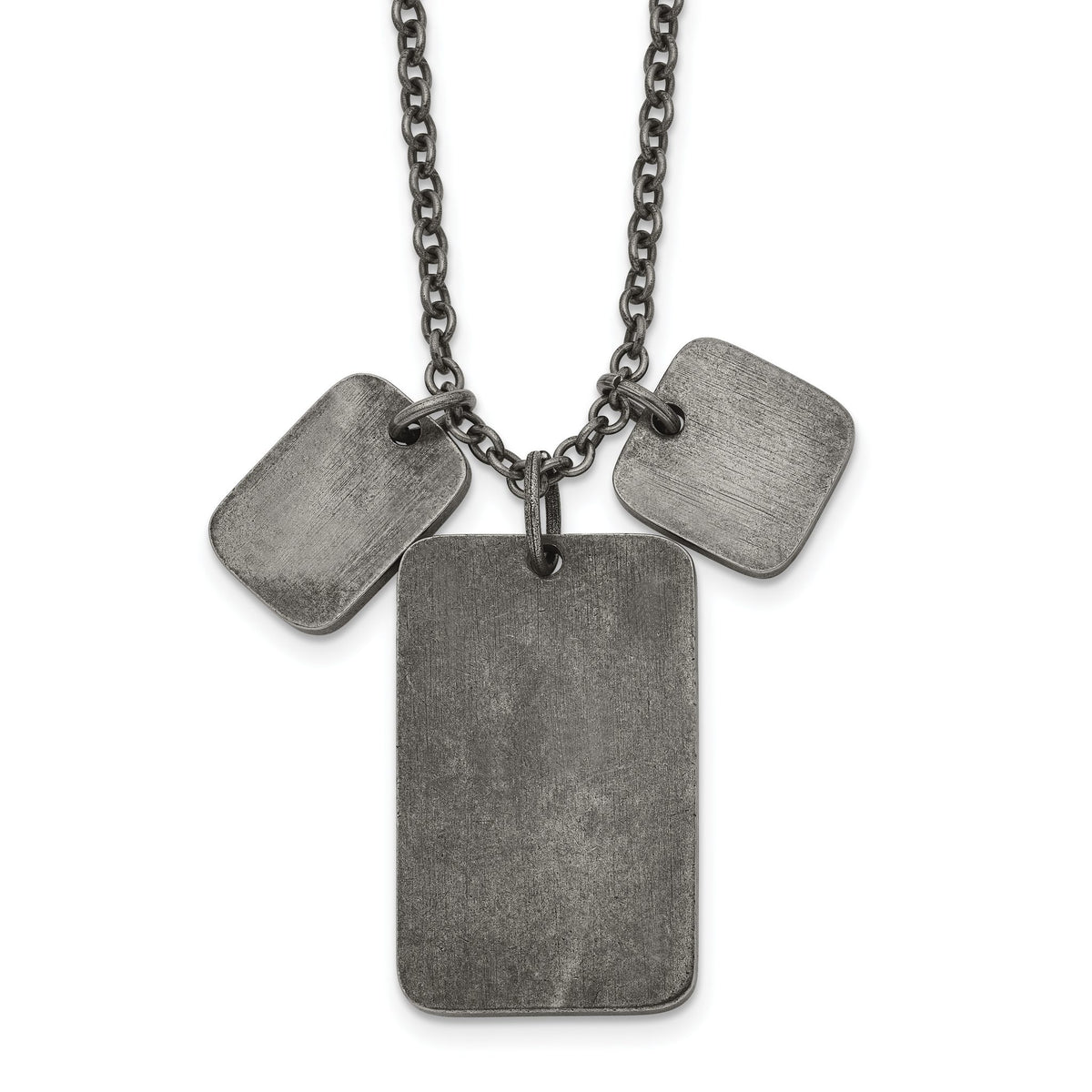 Chisel Dog Tags Necklace in Stainless Steel, Antiqued & Polished, 27.5 Inch - Sophia Jewelers Main image