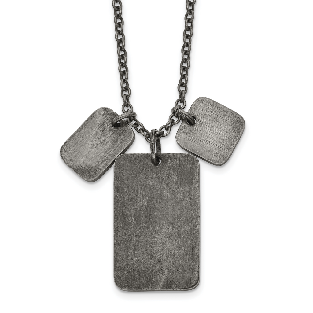 Men's Antiqued Dog Tag Stainless Steel Cable Chain Pendant Necklace 2.5mm