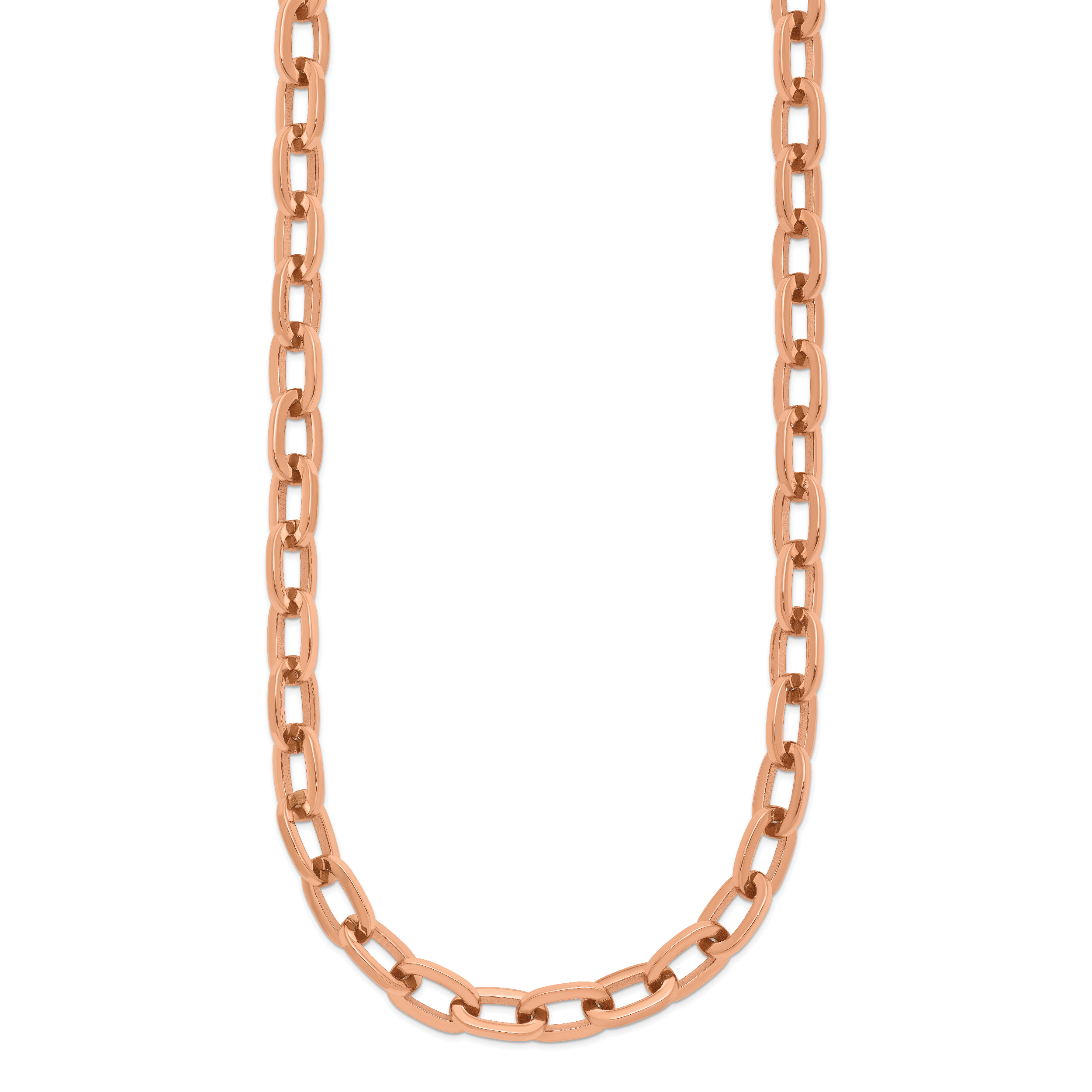 Polished Rose-Tone Stainless Steel Cable Chain Necklace 6.5mm
