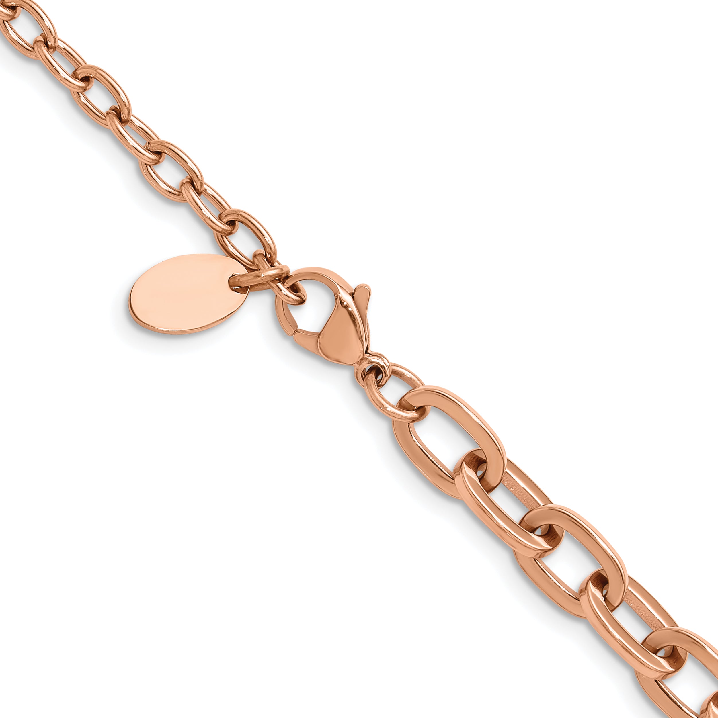 Polished Rose-Tone Stainless Steel Cable Chain Necklace 6.5mm