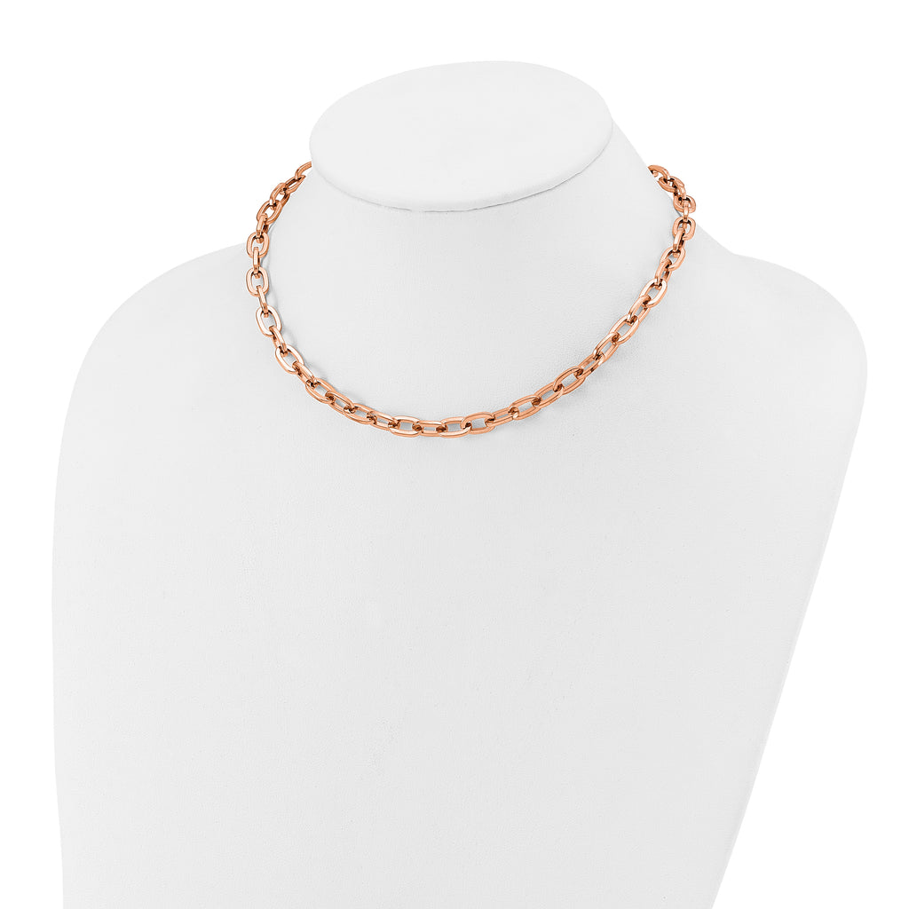 Polished Rose-Tone Stainless Steel Cable Chain Necklace 6.5mm