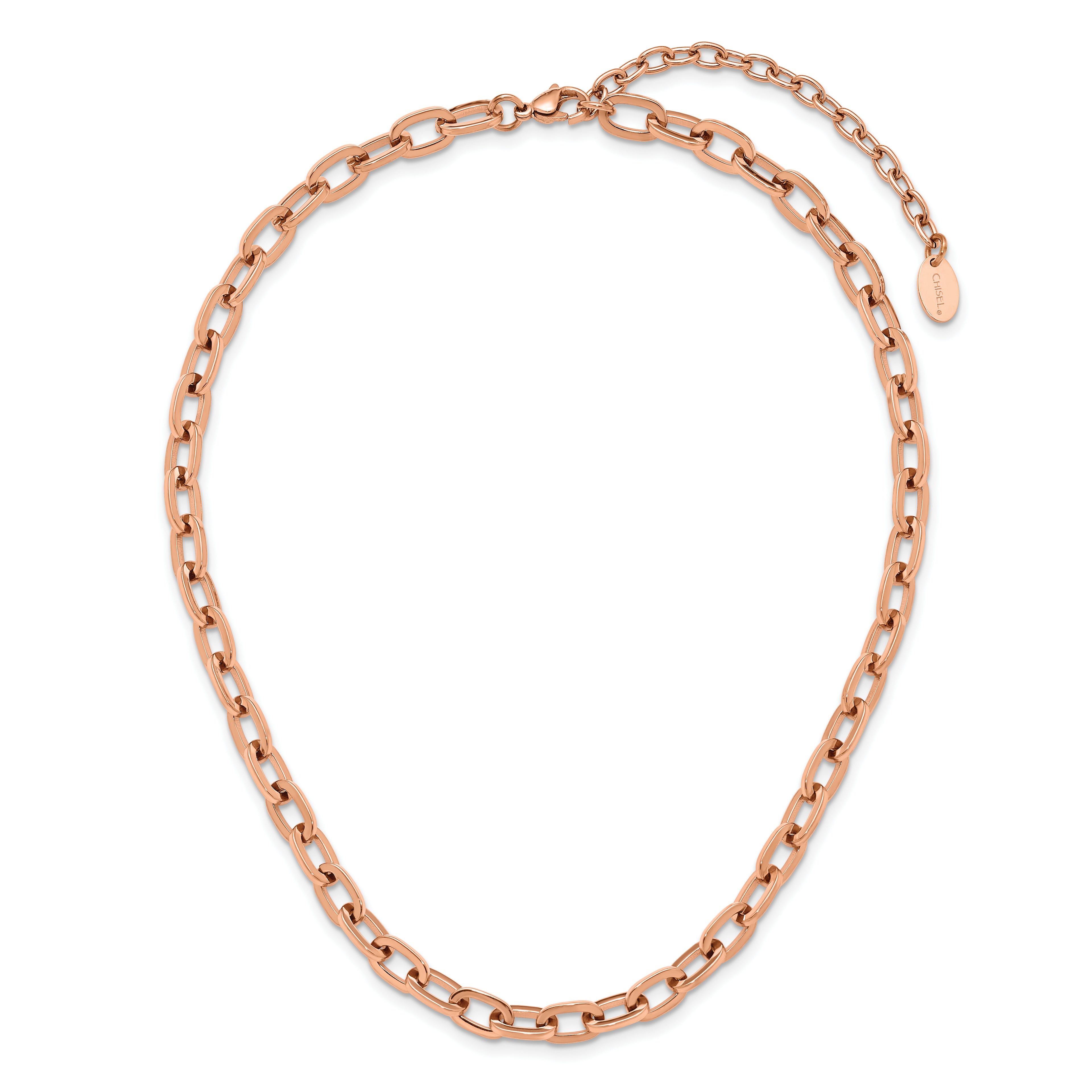 Polished Rose-Tone Stainless Steel Cable Chain Necklace 6.5mm