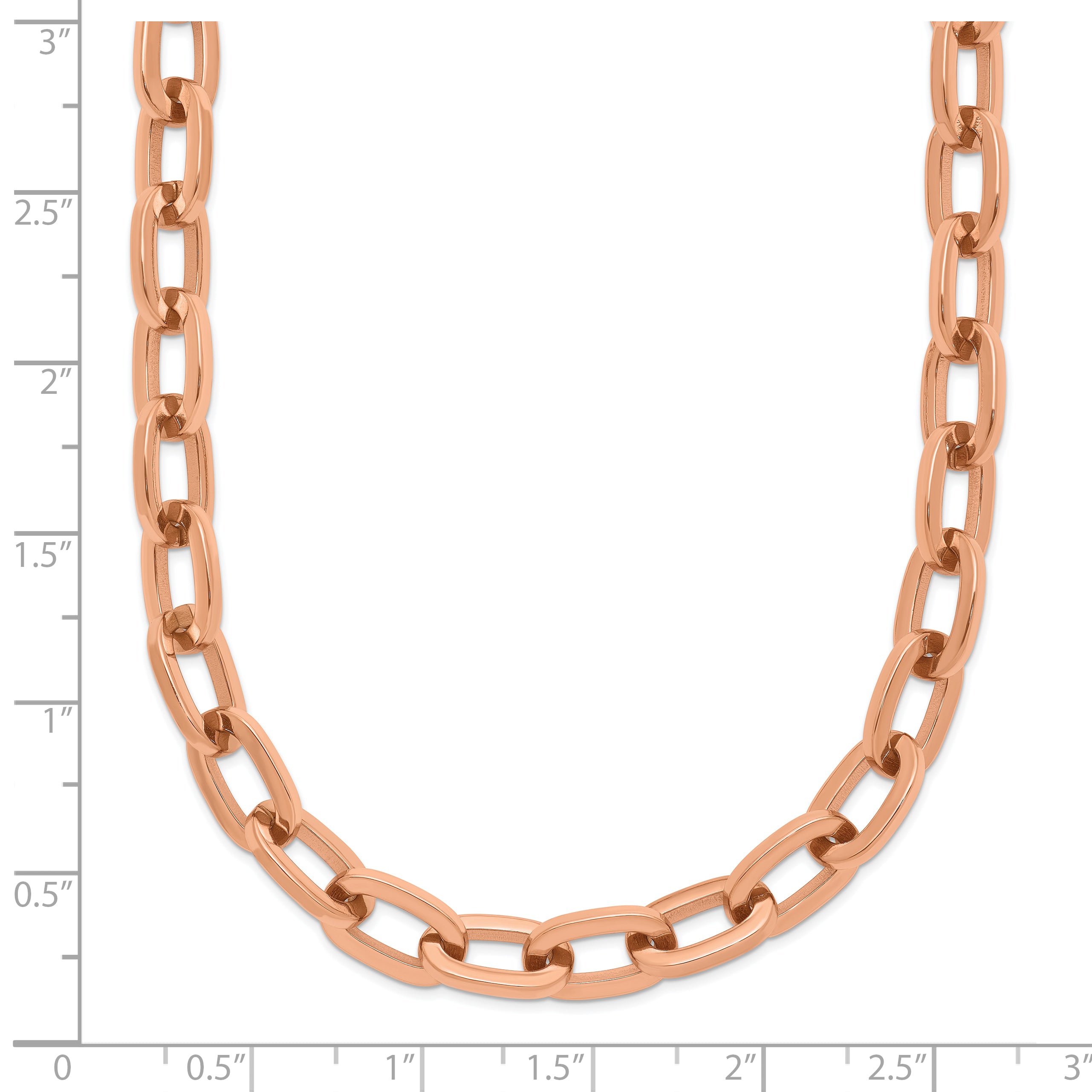 Polished Rose-Tone Stainless Steel Cable Chain Necklace 6.5mm