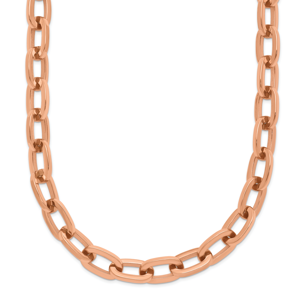 Polished Rose-Tone Stainless Steel Cable Chain Necklace 6.5mm