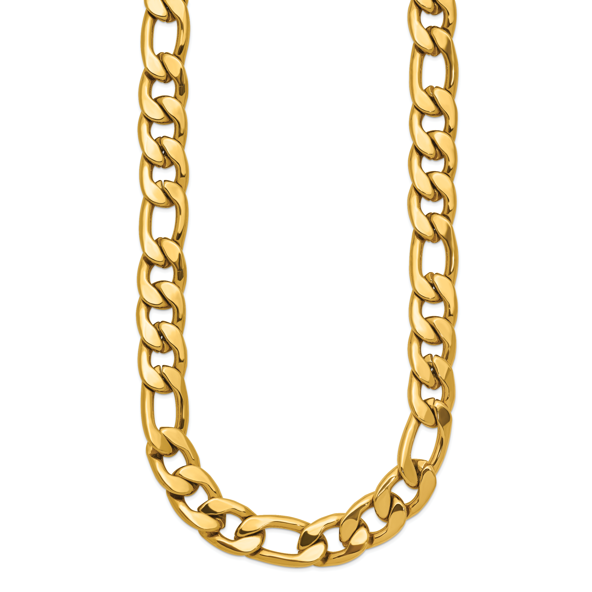 Polished Gold-Tone Stainless Steel Figaro Chain Necklace 9mm Secondary image