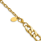 Polished Gold-Tone Stainless Steel Figaro Chain Necklace 9mm