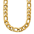 Polished Gold-Tone Stainless Steel Figaro Chain Necklace 9mm