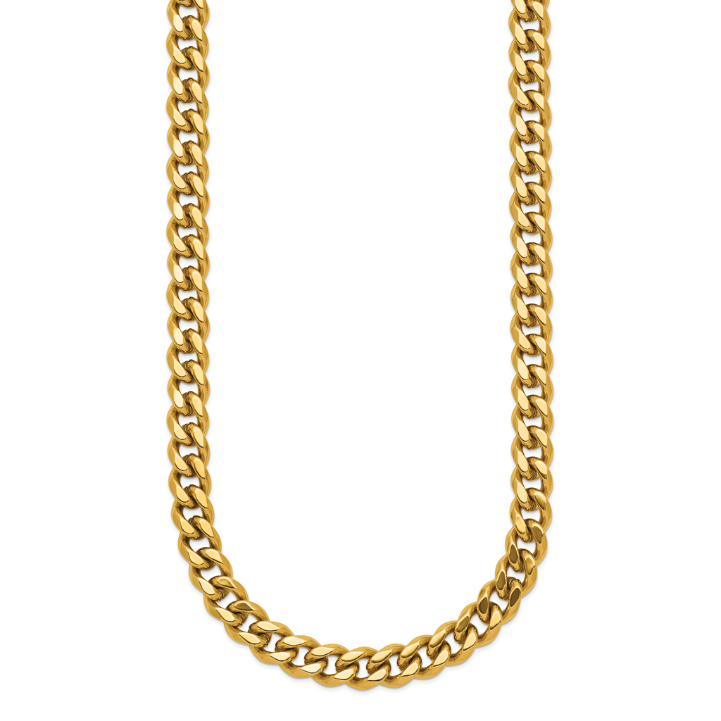 Polished Gold-Tone Stainless Steel Curb Chain Necklace 7mm