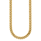 Polished Gold-Tone Stainless Steel Curb Chain Necklace 7mm