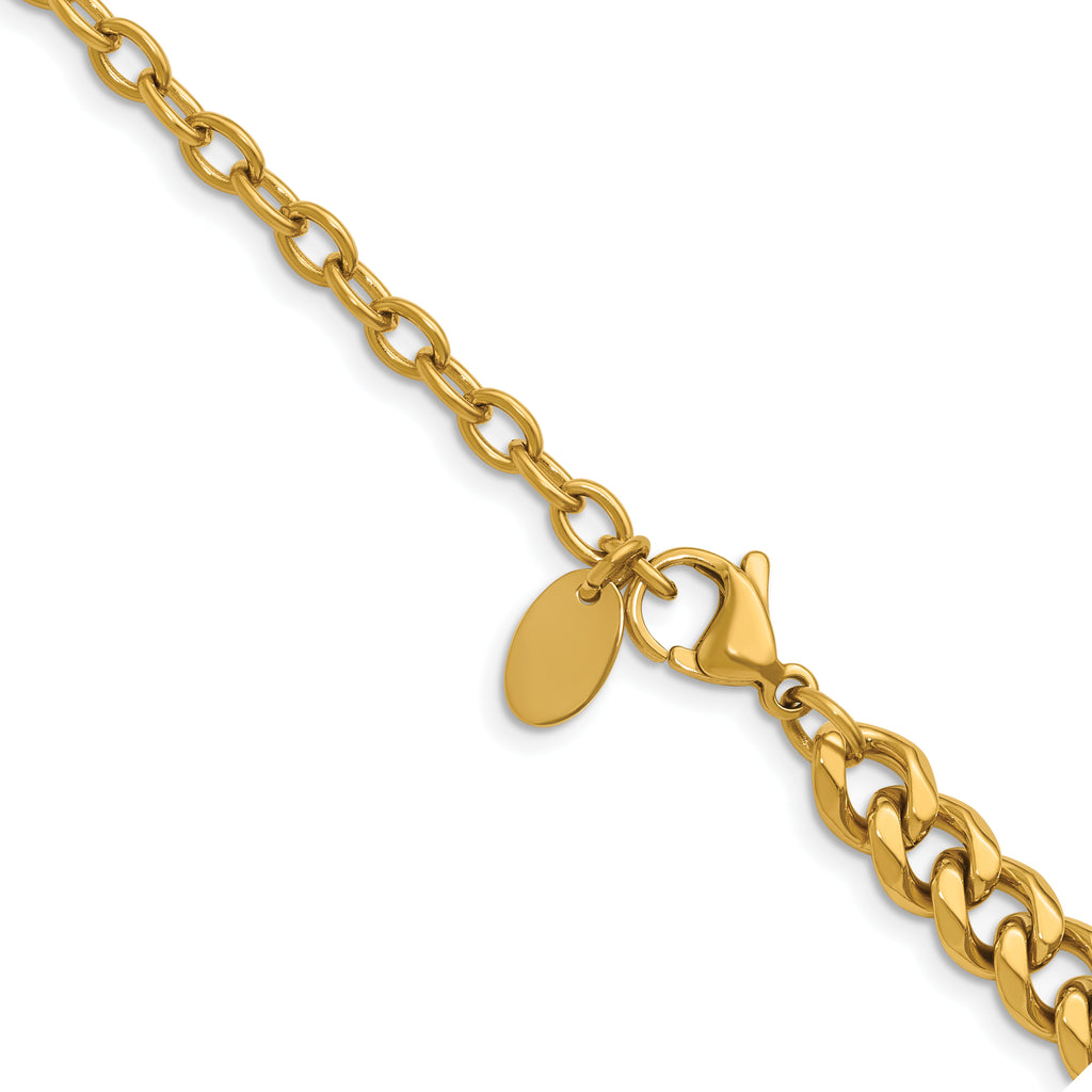 Polished Gold-Tone Stainless Steel Curb Chain Necklace 7mm