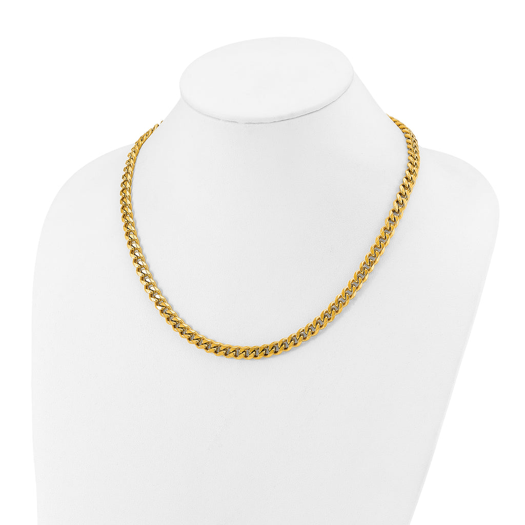 Polished Gold-Tone Stainless Steel Curb Chain Necklace 7mm