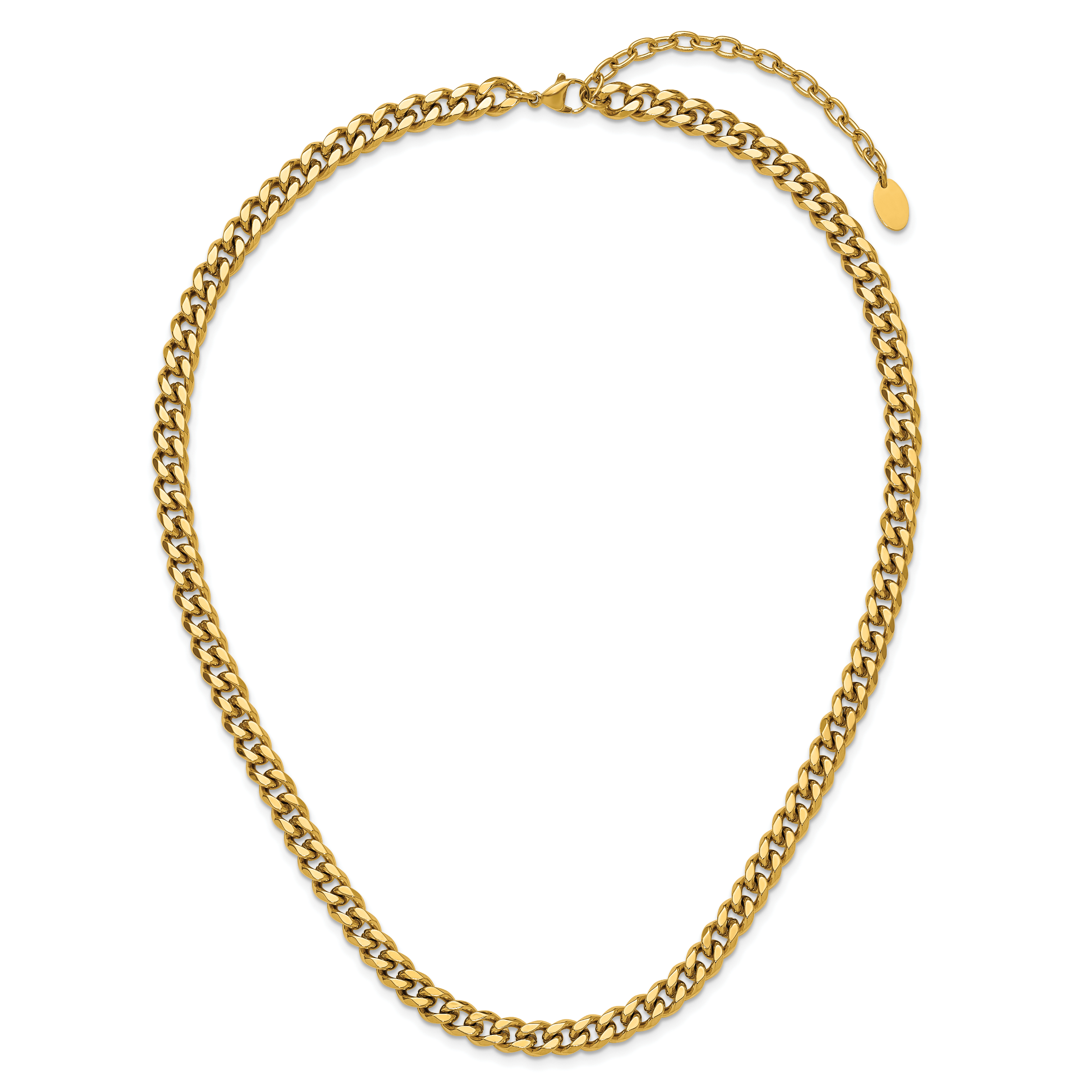 Polished Gold-Tone Stainless Steel Curb Chain Necklace 7mm