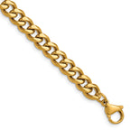 Polished Gold-Tone Stainless Steel Curb Chain Necklace 7mm