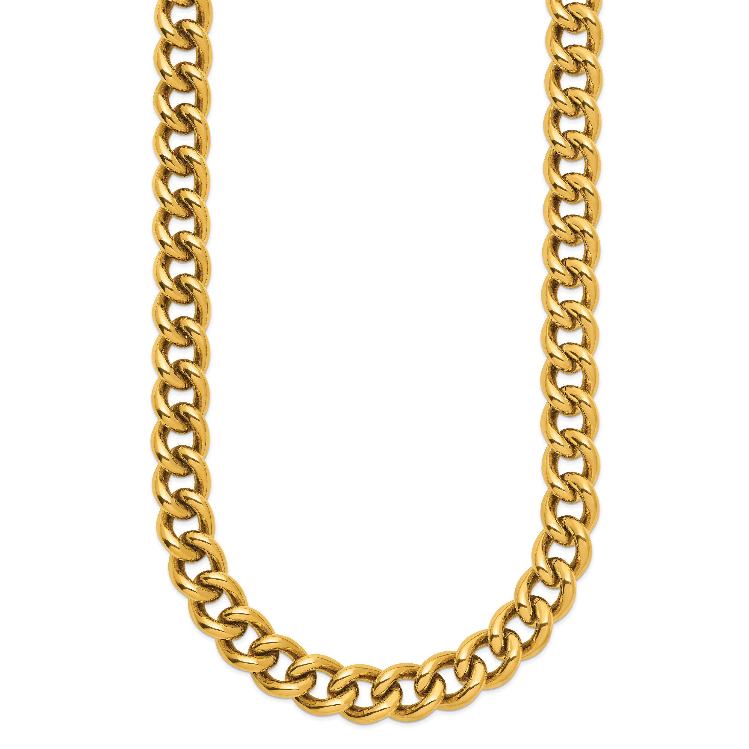 Polished Gold-Tone Stainless Steel Curb Chain Necklace 9mm Secondary image