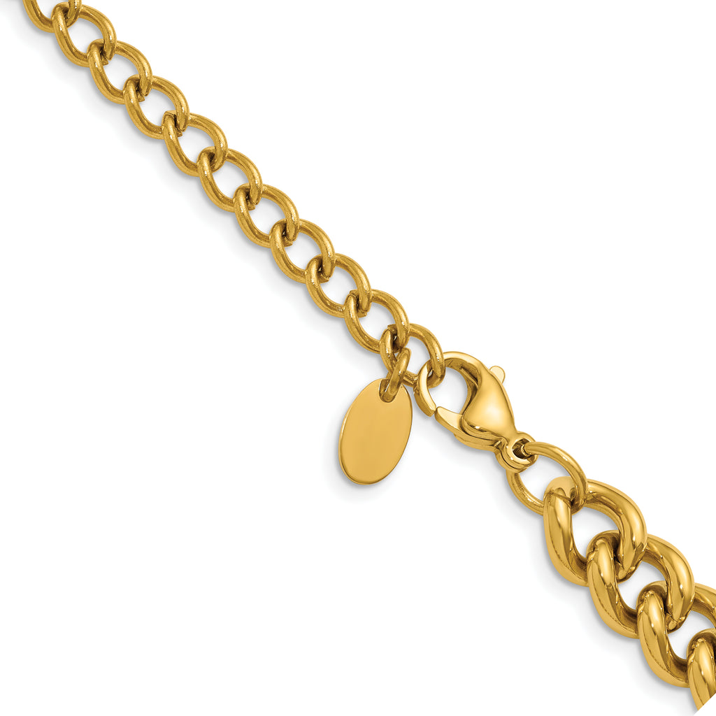 Polished Gold-Tone Stainless Steel Curb Chain Necklace 9mm