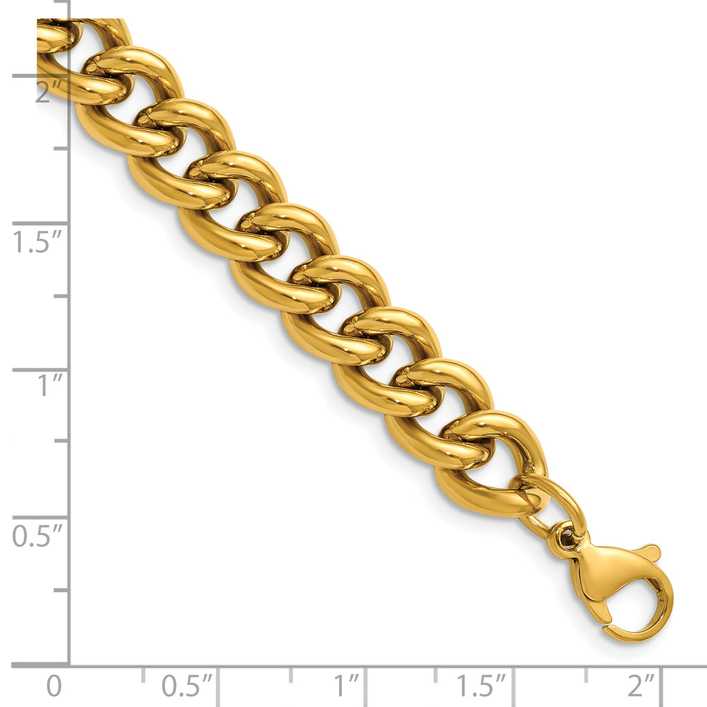 Polished Gold-Tone Stainless Steel Curb Chain Necklace 9mm