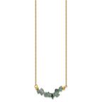 Gold-Tone Polished Green Jade Stainless Steel Cable Chain Necklace 1.5mm
