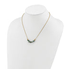 Gold-Tone Polished Green Jade Stainless Steel Cable Chain Necklace 1.5mm