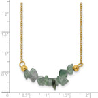 Gold-Tone Polished Green Jade Stainless Steel Cable Chain Necklace 1.5mm