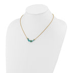 Gold-Tone Polished Blue Synthetic Turquoise Stainless Steel Cable Chain Necklace 1.5mm