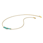 Gold-Tone Polished Blue Synthetic Turquoise Stainless Steel Cable Chain Necklace 1.5mm