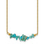 Gold-Tone Polished Blue Synthetic Turquoise Stainless Steel Cable Chain Necklace 1.5mm