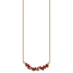 Gold-Tone Polished Red Jade Stainless Steel Cable Chain Necklace 1.5mm