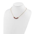 Gold-Tone Polished Red Jade Stainless Steel Cable Chain Necklace 1.5mm