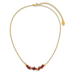 Gold-Tone Polished Red Jade Stainless Steel Cable Chain Necklace 1.5mm