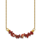 Gold-Tone Polished Red Jade Stainless Steel Cable Chain Necklace 1.5mm