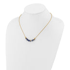 Gold-Tone Polished Blue Sodalite Stainless Steel Cable Chain Necklace 1.5mm