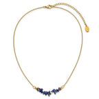 Gold-Tone Polished Blue Sodalite Stainless Steel Cable Chain Necklace 1.5mm