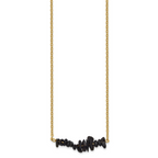 Gold-Tone Polished Black Agate Stainless Steel Cable Chain Necklace 1.5mm
