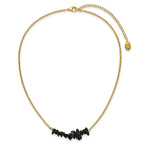 Gold-Tone Polished Black Agate Stainless Steel Cable Chain Necklace 1.5mm