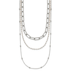 Polished Freshwater Cultured Pearl Stainless Steel Paperclip Chain Necklace 7mm