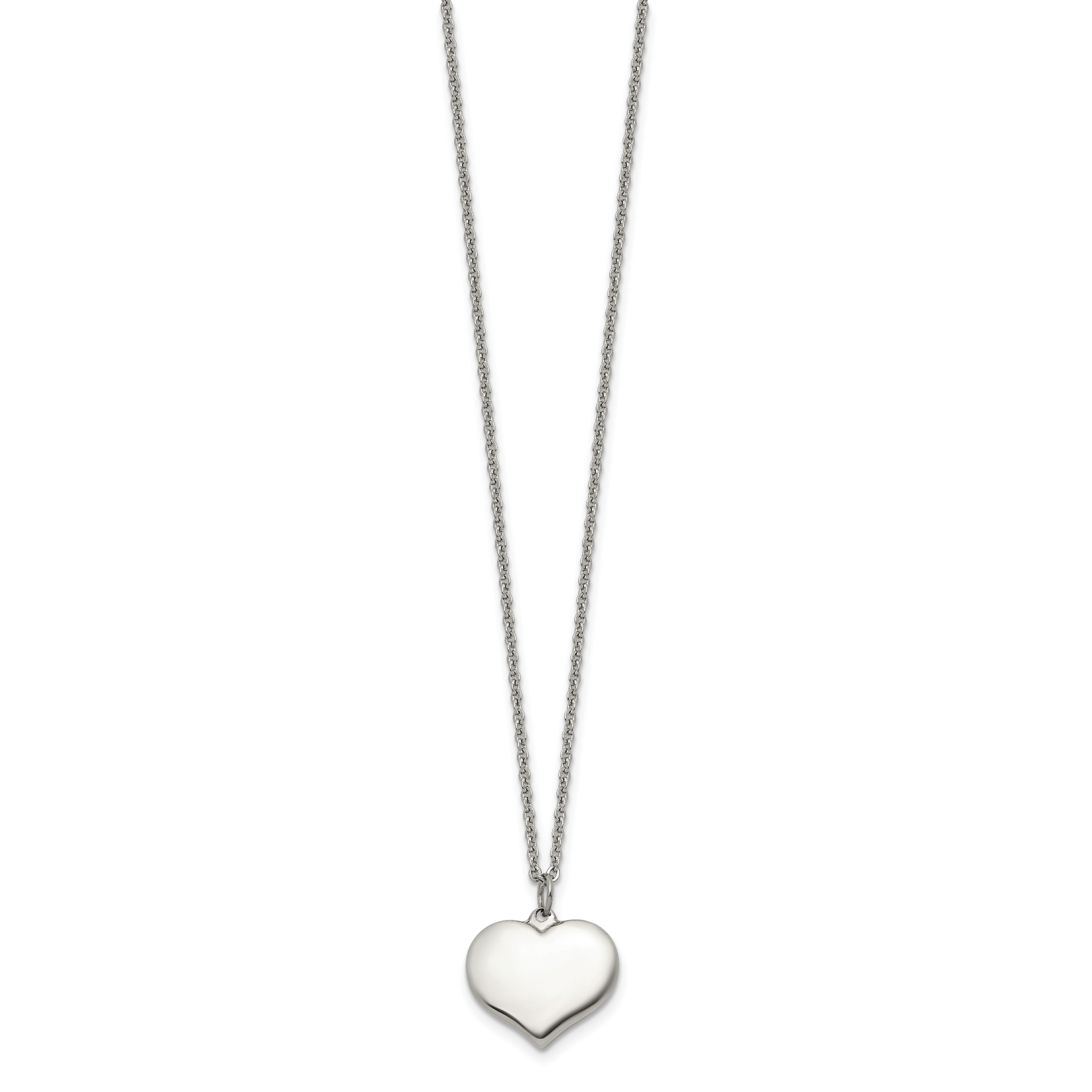 Polished Heart Stainless Steel Cable Chain Pendant Necklace 1.5mm Secondary image