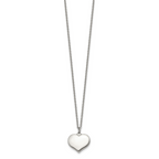 Polished Heart Stainless Steel Cable Chain Pendant Necklace 1.5mm