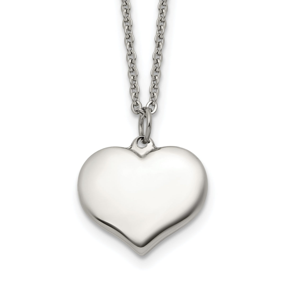 Heart on Cable Necklace in Stainless Steel with Extender, 20.5 Inch - Sophia Jewelers Main image