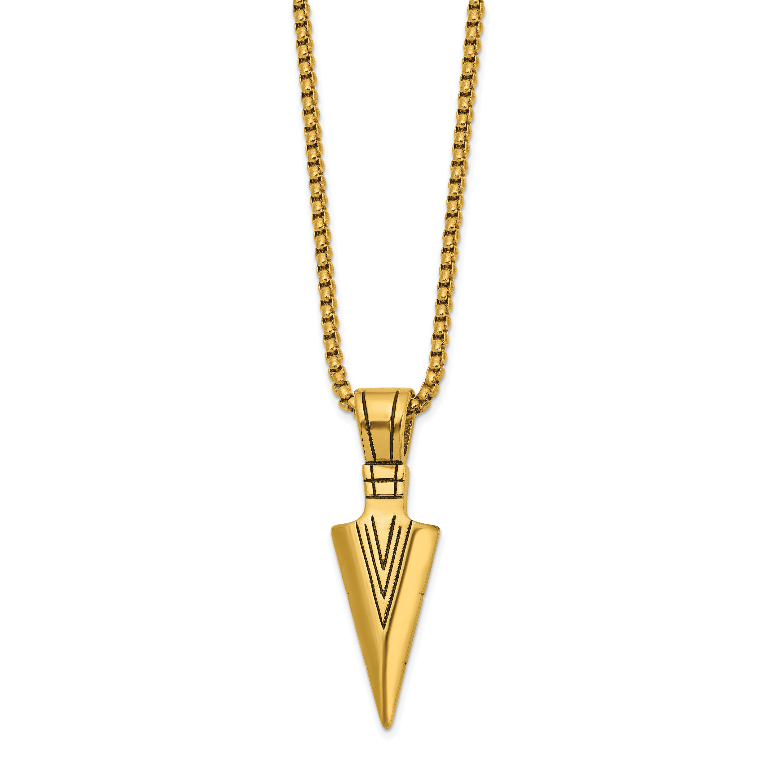 Men's Antiqued Arrow Stainless Steel Box Chain Necklace 3mm Secondary image