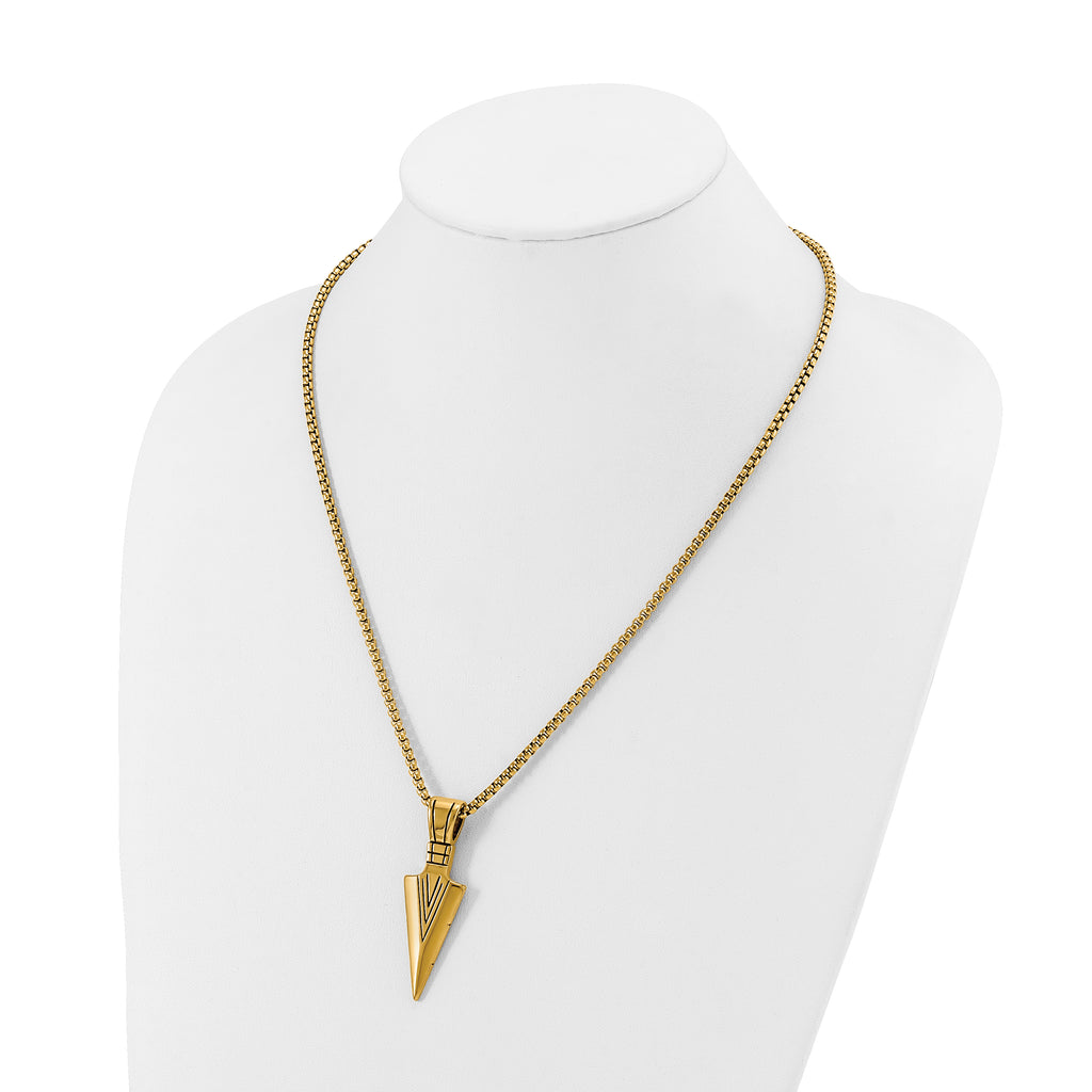 Men's Antiqued Arrow Stainless Steel Box Chain Necklace 3mm