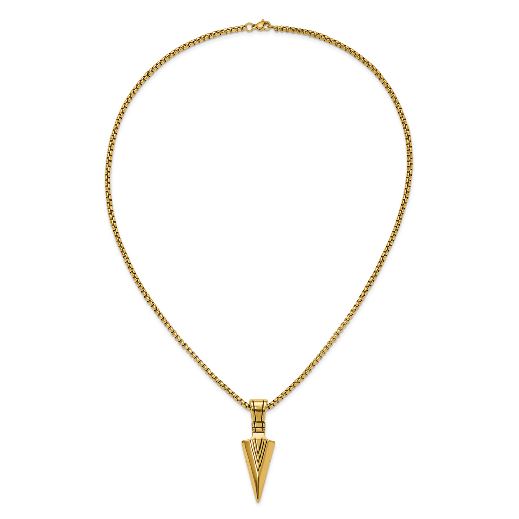 Men's Antiqued Arrow Stainless Steel Box Chain Necklace 3mm