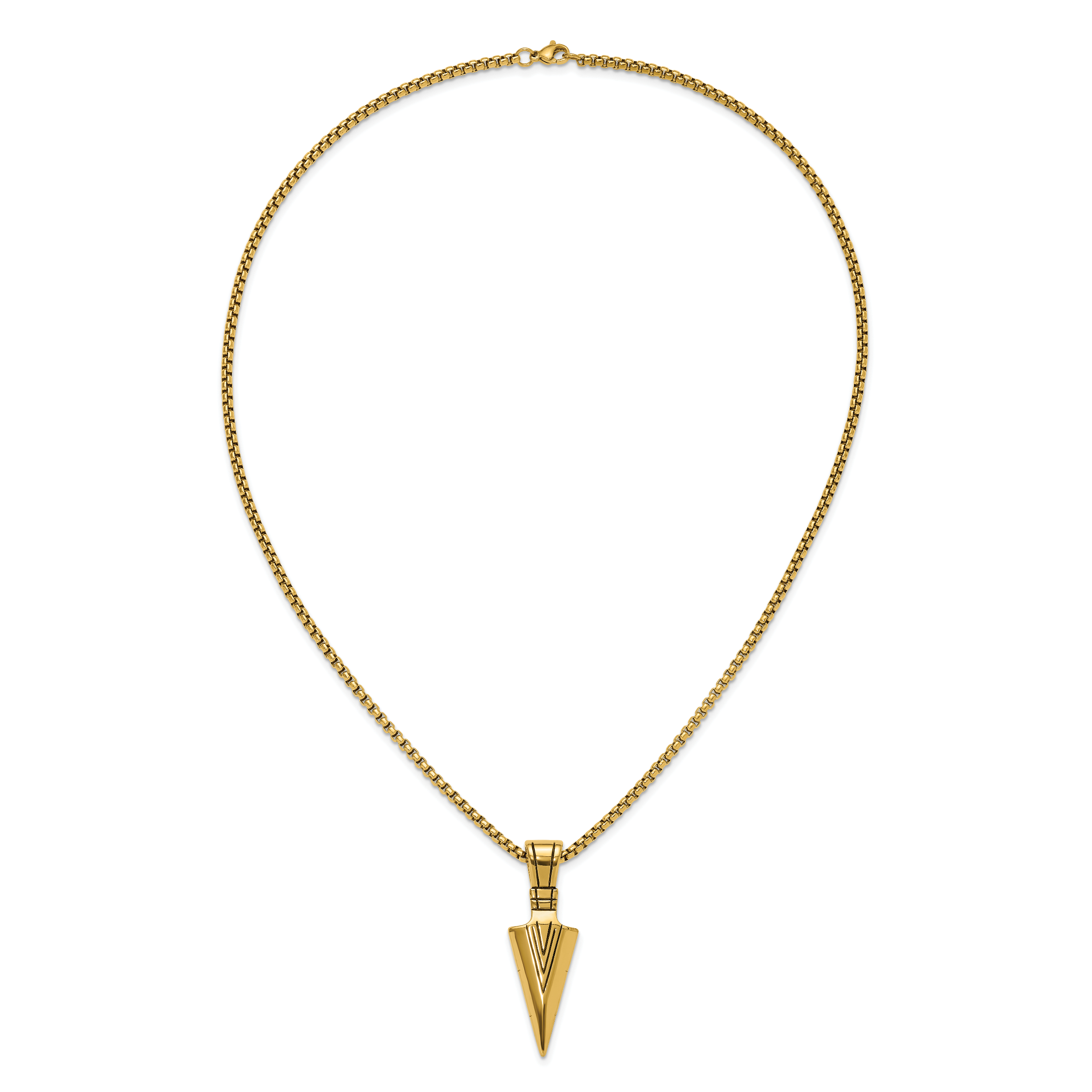 Men's Antiqued Arrow Stainless Steel Box Chain Necklace 3mm