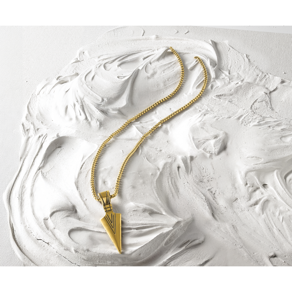 Men's Antiqued Arrow Stainless Steel Box Chain Necklace 3mm
