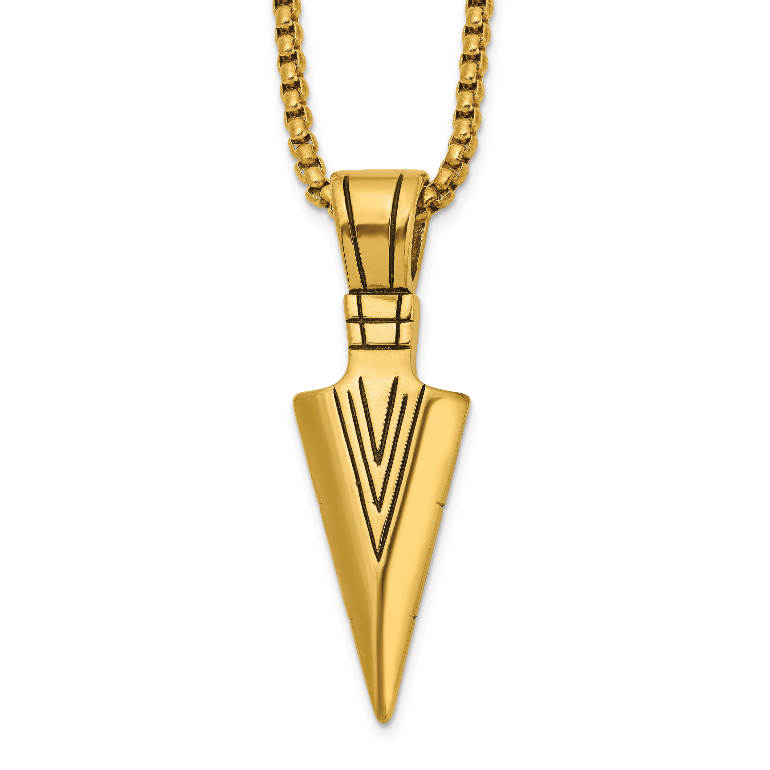 Men's Antiqued Arrow Stainless Steel Box Chain Necklace 3mm Main image